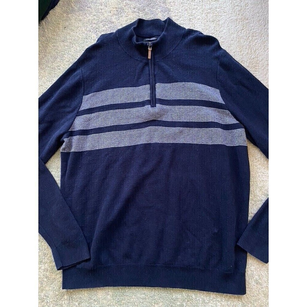Nordstrom Mens Shop Sweater XL Blue Cashmere Blend Soft Cozy Comfort Warm Preppy